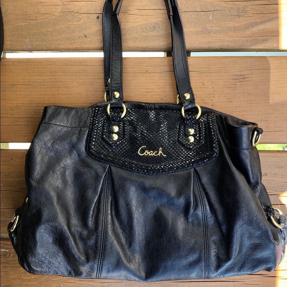 Black coach leather satchel